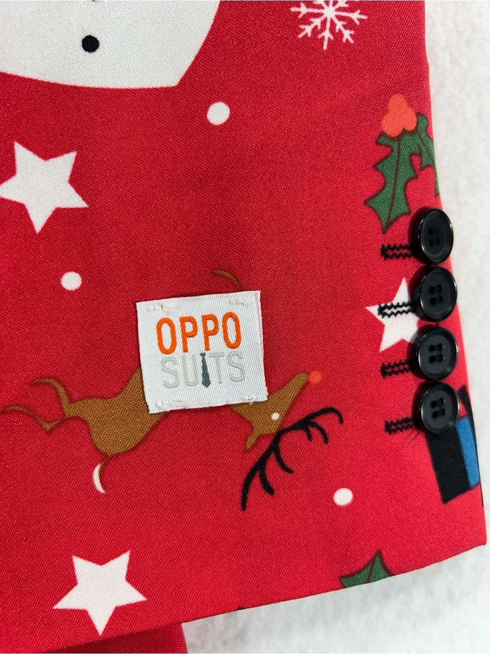 NWT OppoSuits Men’s 44 Red Christmas Snowman Reindeer Holiday Blazer